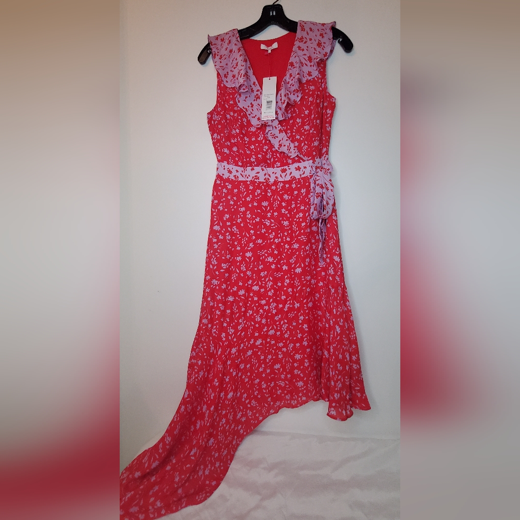 Hostpickparker -Size 2 -Purple And Red Sleeveless V-Neck High-Low Dress